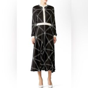 Tory Burch - Anja Dress - Black and White Long Sleeve Size Large